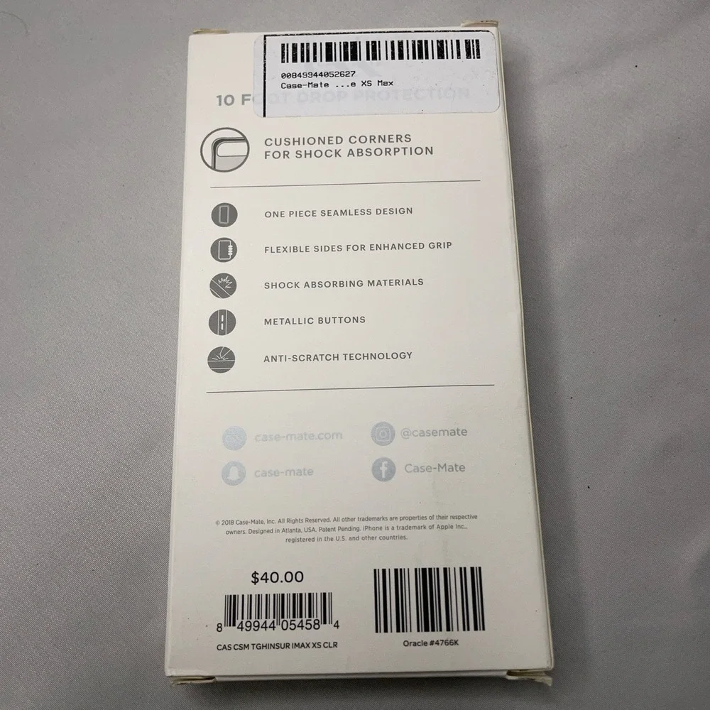 Case-Mate Tough Clear Case for iPhone XS Max Shock Absorbing Anti-Scratch New